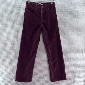 Levis Pants Womens 28 Burgundy Corduroy Stretch Ribcage Straight Ankle High Rise